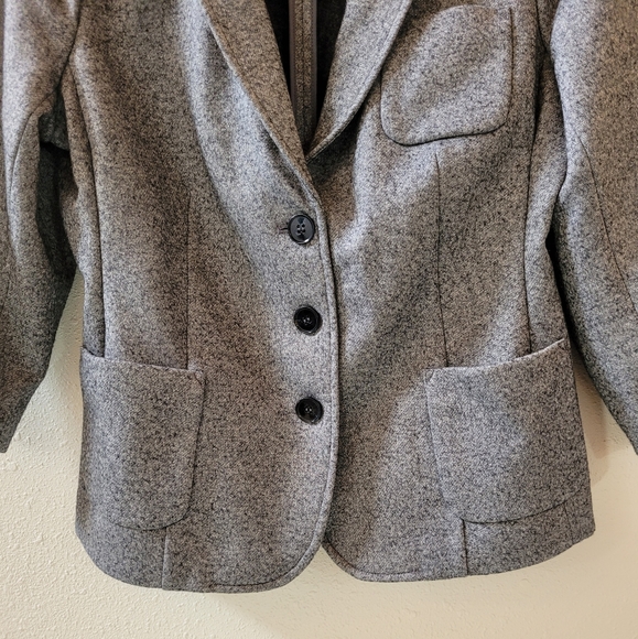 TALBOTS Grey Wool Blend Blazer Jacket Size 14 Petite - Picture 3 of 10